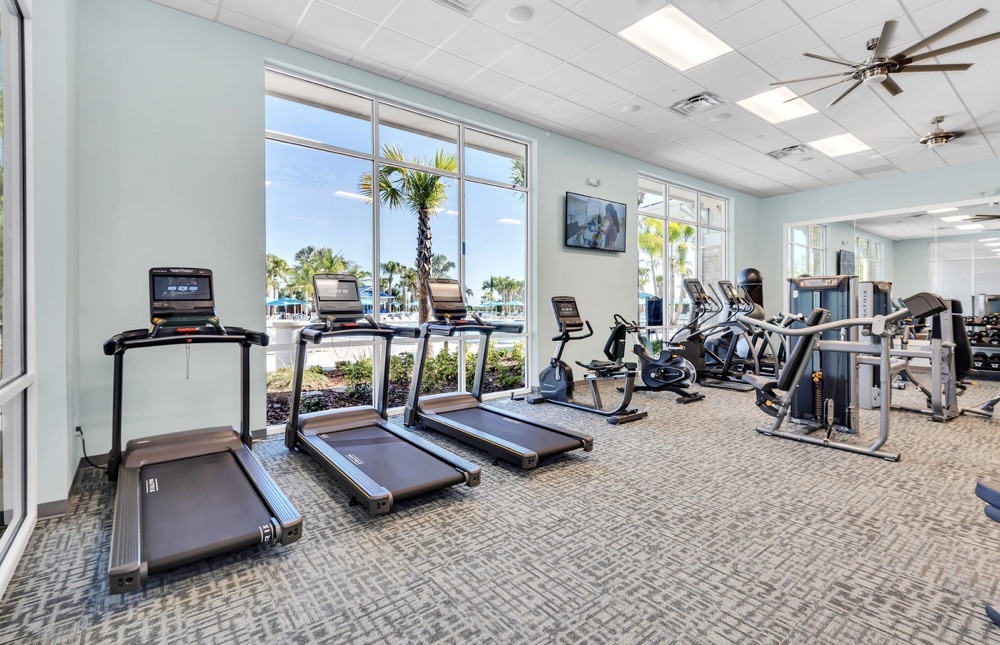 Air-conditioned fitness center with treadmills and cardio equipment at Windsor Island Resort